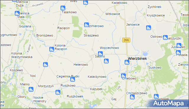 mapa Sadlno gmina Wierzbinek, Sadlno gmina Wierzbinek na mapie Targeo