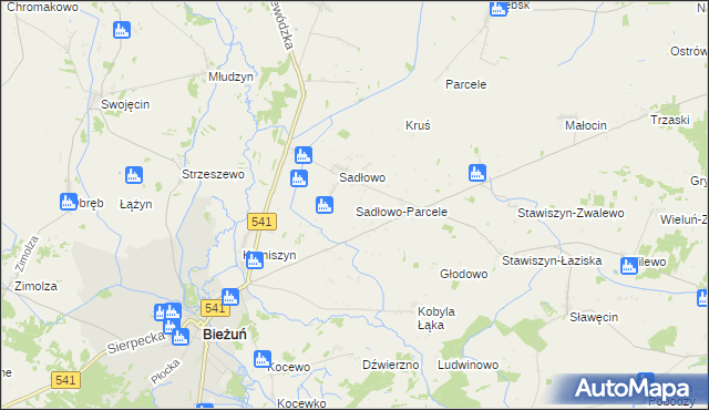 mapa Sadłowo-Parcele, Sadłowo-Parcele na mapie Targeo