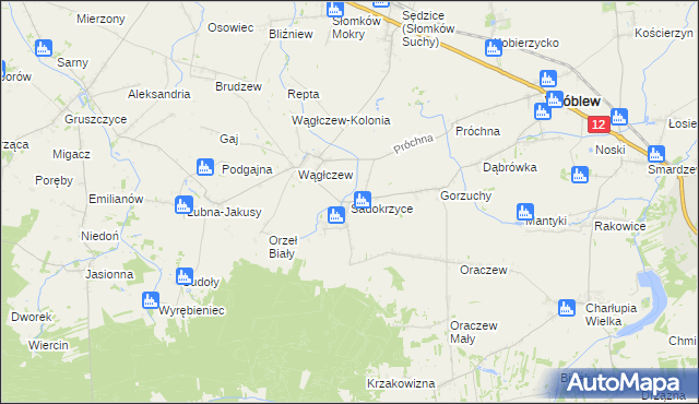mapa Sadokrzyce, Sadokrzyce na mapie Targeo