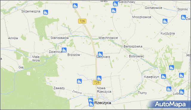 mapa Sadykierz gmina Rzeczyca, Sadykierz gmina Rzeczyca na mapie Targeo
