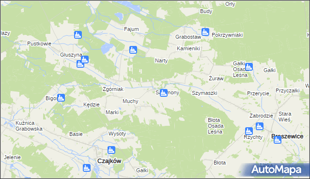 mapa Salamony gmina Czajków, Salamony gmina Czajków na mapie Targeo