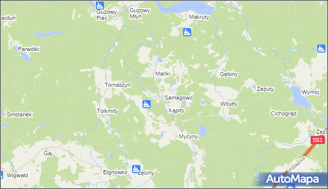 mapa Samagowo, Samagowo na mapie Targeo