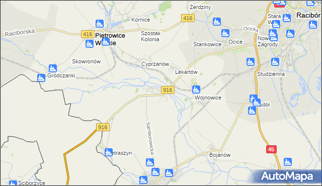 mapa Samborowice gmina Pietrowice Wielkie, Samborowice gmina Pietrowice Wielkie na mapie Targeo