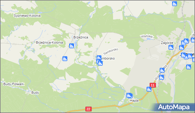 mapa Samborsko, Samborsko na mapie Targeo