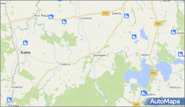 mapa Samławki, Samławki na mapie Targeo