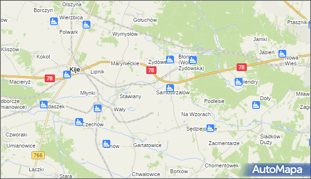 mapa Samostrzałów, Samostrzałów na mapie Targeo