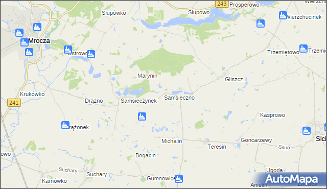 mapa Samsieczno, Samsieczno na mapie Targeo