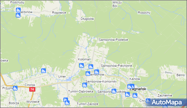 mapa Samsonów-Ciągłe, Samsonów-Ciągłe na mapie Targeo