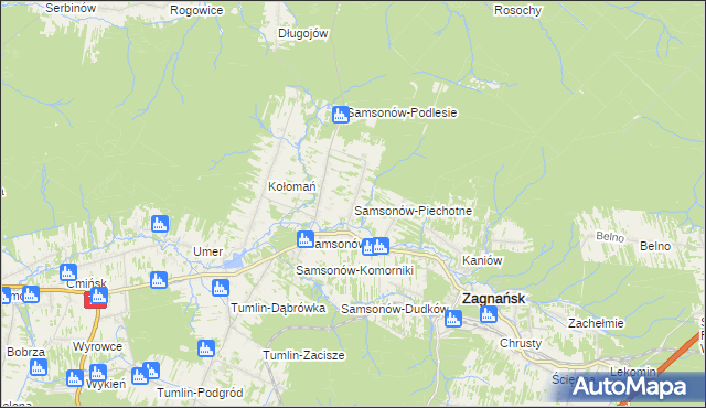 mapa Samsonów-Piechotne, Samsonów-Piechotne na mapie Targeo