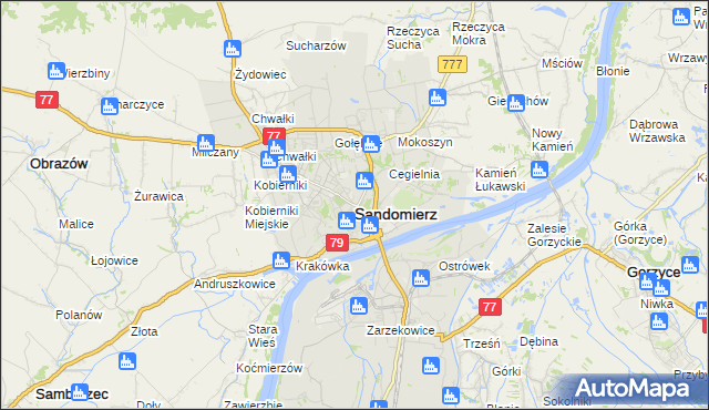 mapa Sandomierza, Sandomierz na mapie Targeo