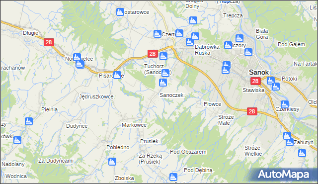 mapa Sanoczek, Sanoczek na mapie Targeo