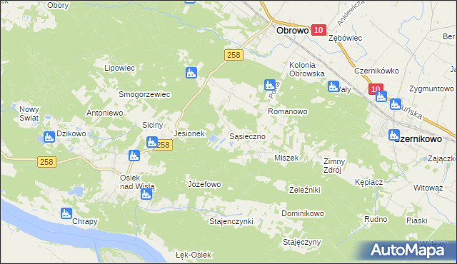 mapa Sąsieczno gmina Obrowo, Sąsieczno gmina Obrowo na mapie Targeo