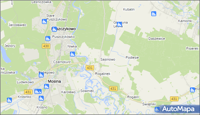 mapa Sasinowo, Sasinowo na mapie Targeo