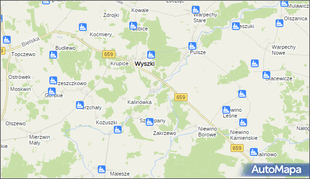 mapa Sasiny gmina Wyszki, Sasiny gmina Wyszki na mapie Targeo