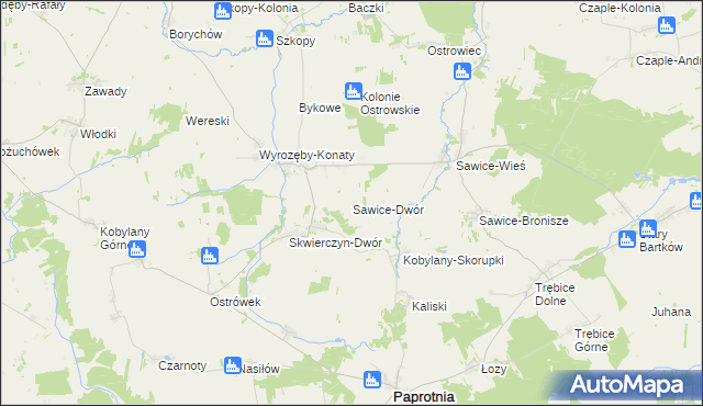 mapa Sawice-Dwór, Sawice-Dwór na mapie Targeo