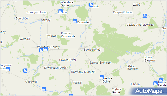 mapa Sawice-Wieś, Sawice-Wieś na mapie Targeo