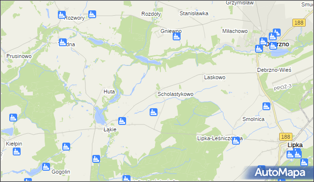 mapa Scholastykowo, Scholastykowo na mapie Targeo