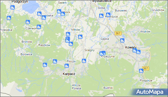 mapa Ściegny, Ściegny na mapie Targeo