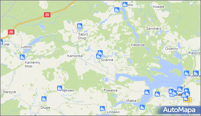 mapa Ścienne, Ścienne na mapie Targeo
