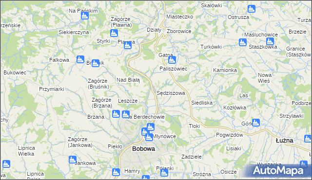 mapa Sędziszowa gmina Bobowa, Sędziszowa gmina Bobowa na mapie Targeo