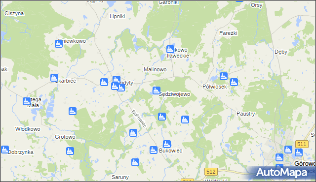 mapa Sędziwojewo gmina Górowo Iławeckie, Sędziwojewo gmina Górowo Iławeckie na mapie Targeo