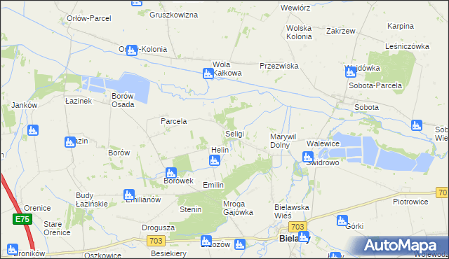 mapa Seligi, Seligi na mapie Targeo