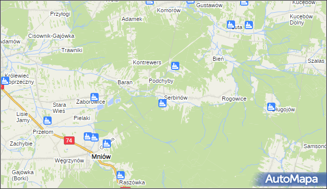 mapa Serbinów, Serbinów na mapie Targeo