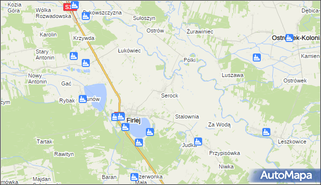 mapa Serock gmina Firlej, Serock gmina Firlej na mapie Targeo