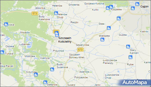 mapa Sewerynów gmina Szczawin Kościelny, Sewerynów gmina Szczawin Kościelny na mapie Targeo