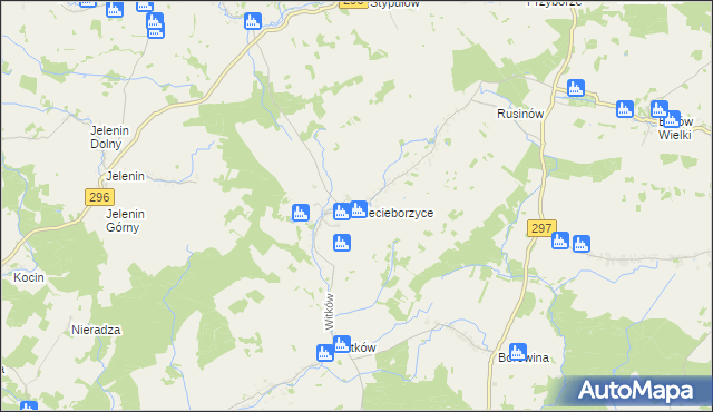 mapa Siecieborzyce, Siecieborzyce na mapie Targeo
