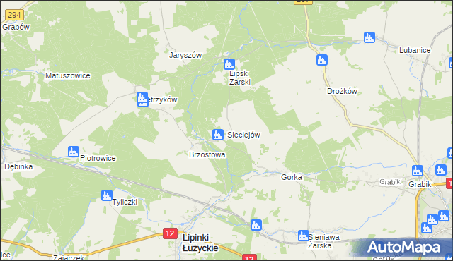 mapa Sieciejów, Sieciejów na mapie Targeo