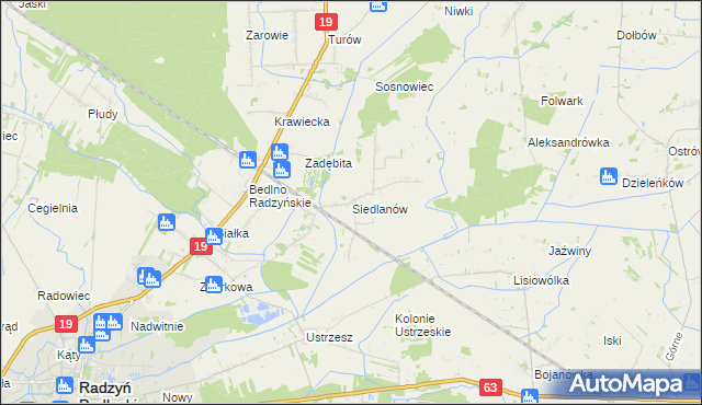 mapa Siedlanów, Siedlanów na mapie Targeo