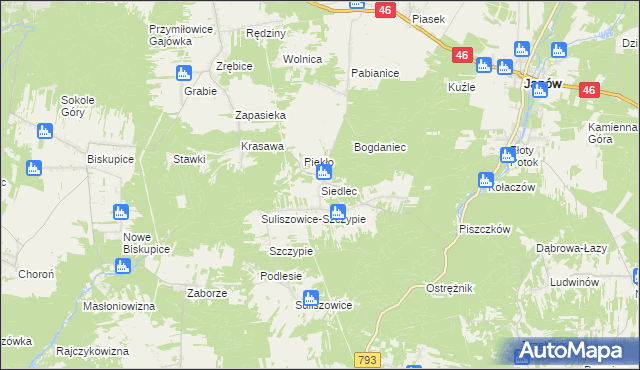 mapa Siedlec gmina Janów, Siedlec gmina Janów na mapie Targeo