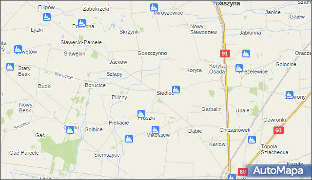 mapa Siedlec gmina Łęczyca, Siedlec gmina Łęczyca na mapie Targeo
