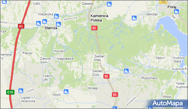 mapa Siedlec Mały, Siedlec Mały na mapie Targeo
