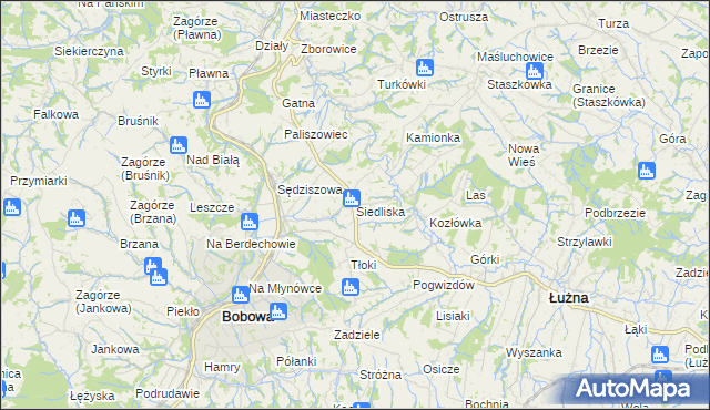 mapa Siedliska gmina Bobowa, Siedliska gmina Bobowa na mapie Targeo