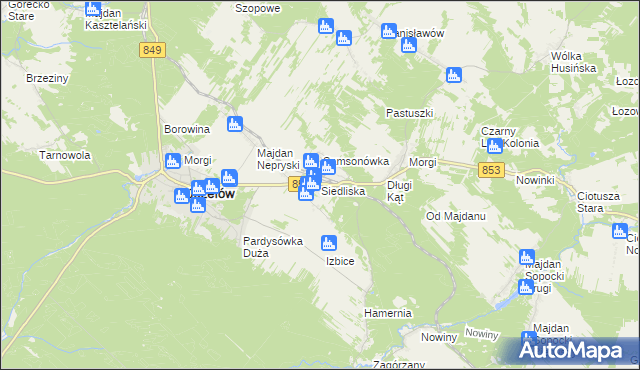 mapa Siedliska gmina Józefów, Siedliska gmina Józefów na mapie Targeo