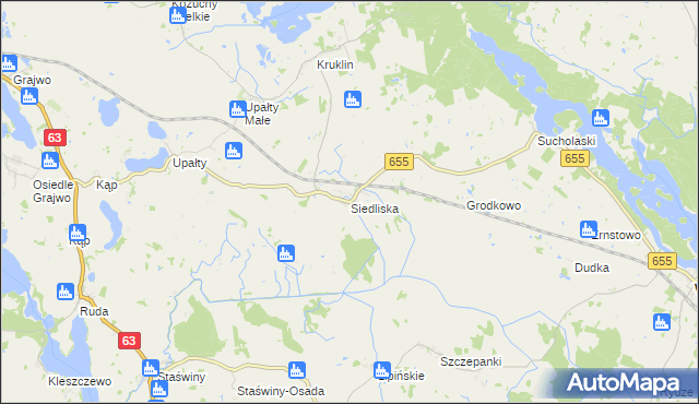 mapa Siedliska gmina Wydminy, Siedliska gmina Wydminy na mapie Targeo