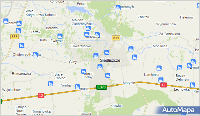 mapa Siedliszcze powiat chełmski, Siedliszcze powiat chełmski na mapie Targeo