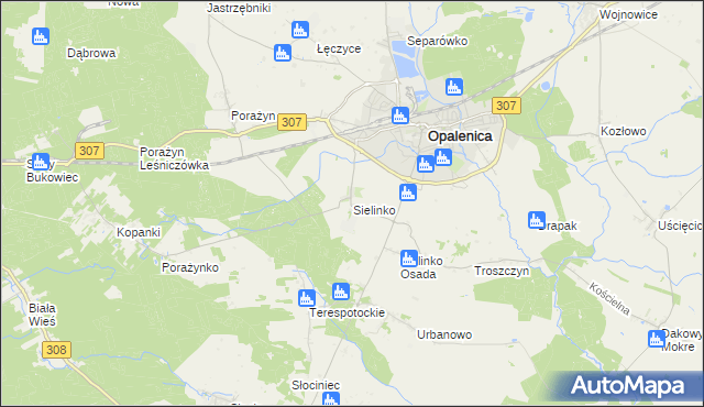 mapa Sielinko, Sielinko na mapie Targeo