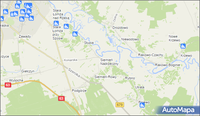 mapa Siemień Nadrzeczny, Siemień Nadrzeczny na mapie Targeo