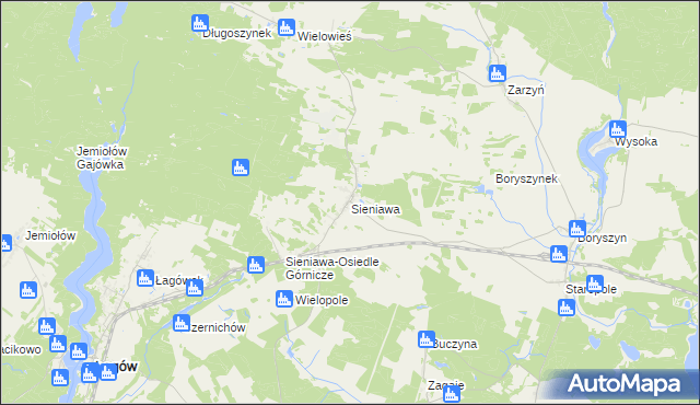 mapa Sieniawa gmina Łagów, Sieniawa gmina Łagów na mapie Targeo