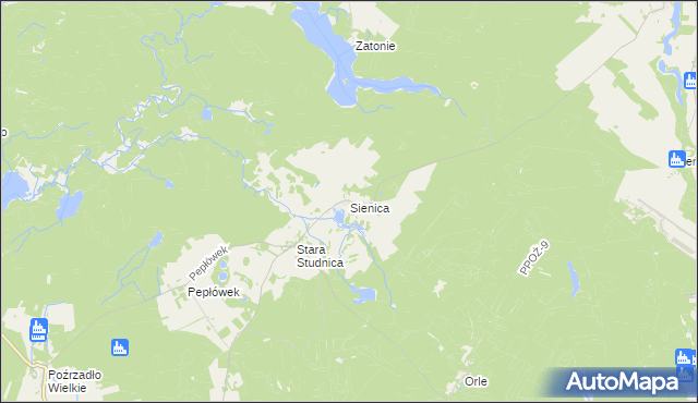 mapa Sienica gmina Kalisz Pomorski, Sienica gmina Kalisz Pomorski na mapie Targeo