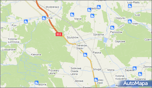 mapa Sieraków Śląski, Sieraków Śląski na mapie Targeo