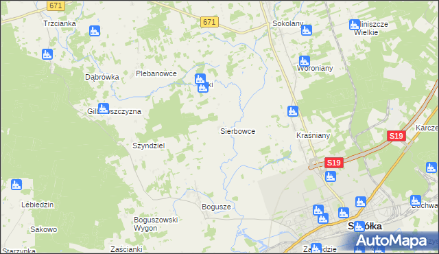 mapa Sierbowce, Sierbowce na mapie Targeo