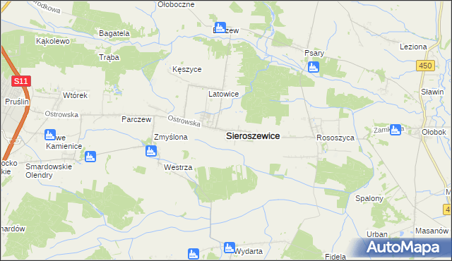 mapa Sieroszewice, Sieroszewice na mapie Targeo