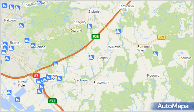 mapa Sierpin, Sierpin na mapie Targeo