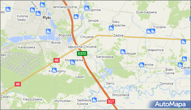 mapa Sierskowola, Sierskowola na mapie Targeo