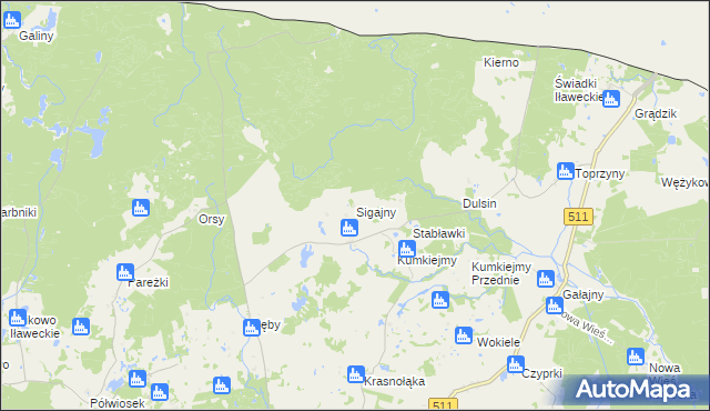 mapa Sigajny, Sigajny na mapie Targeo