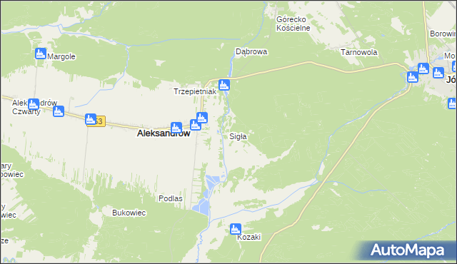 mapa Sigła gmina Aleksandrów, Sigła gmina Aleksandrów na mapie Targeo